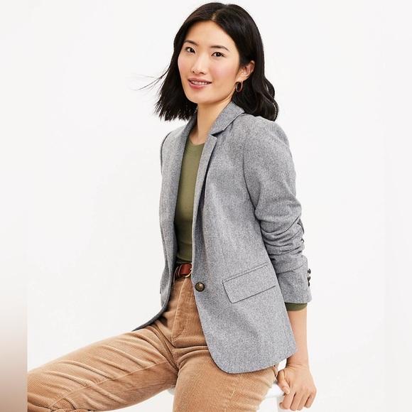 LOFT Petite Herringbone Knit Blazer Size 4P NWOT - Picture 1 of 7